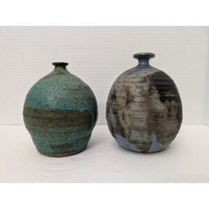 Lot Of 2 Studio Pottery Clay Glazed Pinch Pots